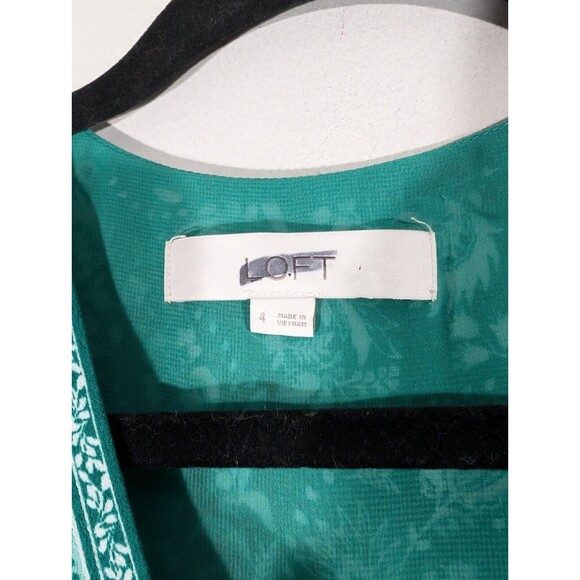 Loft Romper Women Sz 4 Kelly Green Floral Faux Wrap Skort Dress V-Neck - Picture 3 of 7
